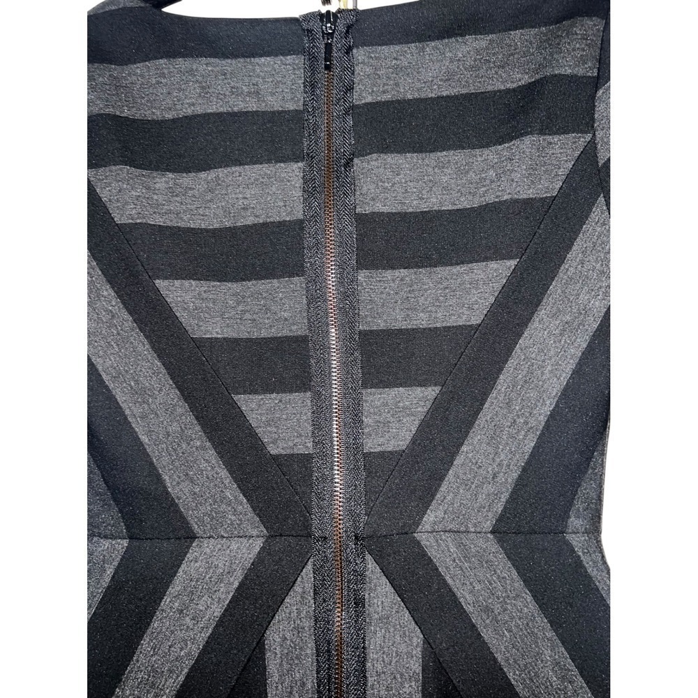 Maeve sz 2 2Black Gray Stripe Pencil Short Sleeve elegant round collar - Picture 5 of 9